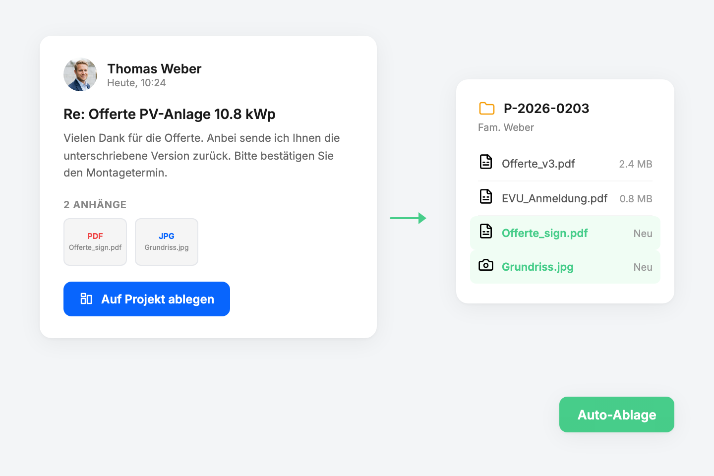 Anhänge direkt auf Projekt hinterlegen