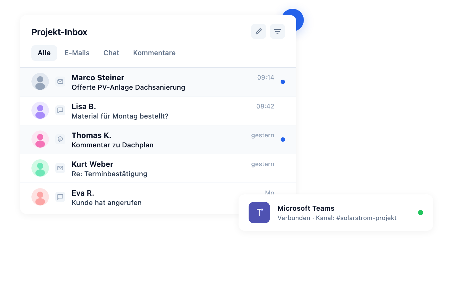Echtzeit-E-Mail-Sync mit automatischer Projektzuordnung