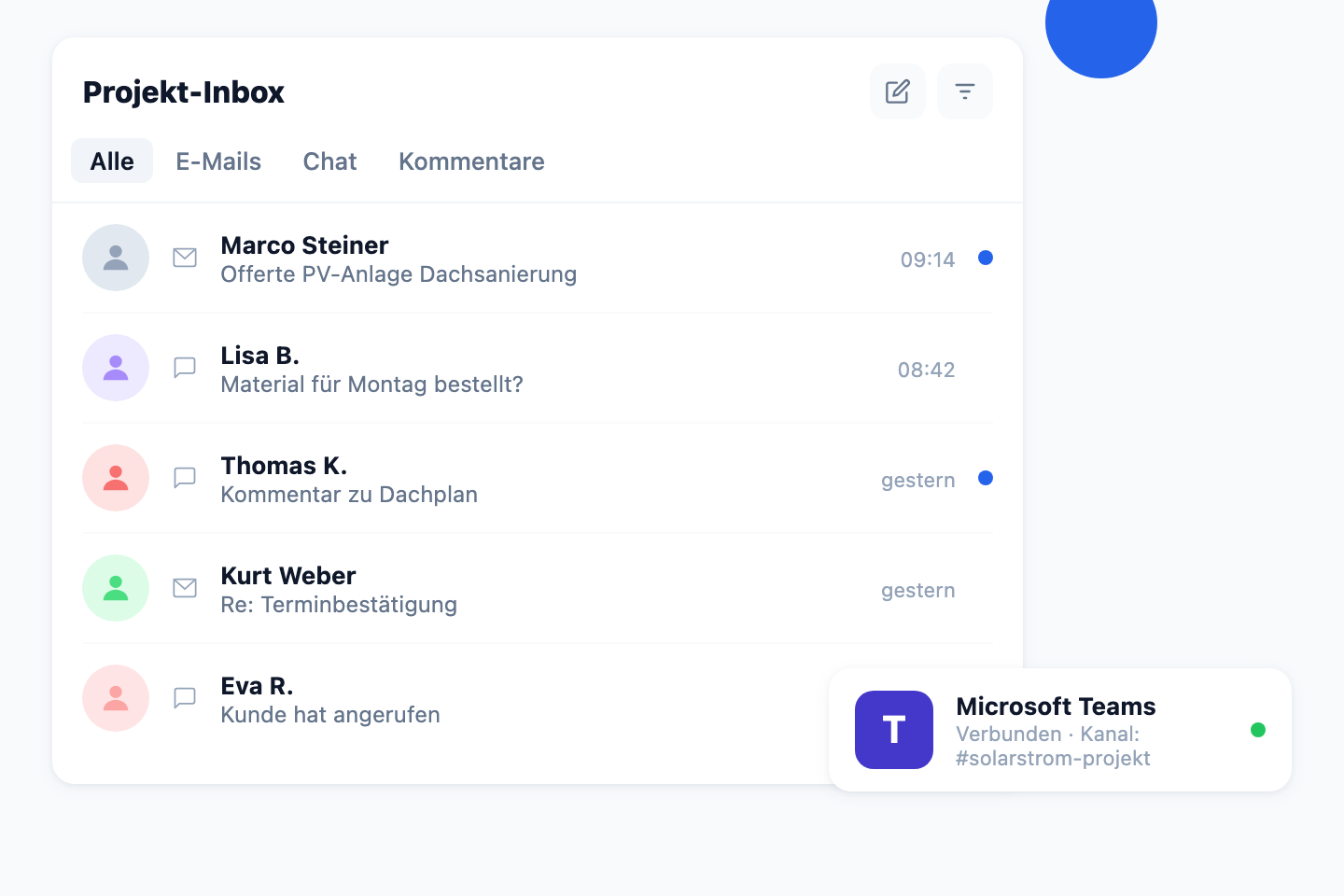 Echtzeit-E-Mail-Sync mit automatischer Projektzuordnung