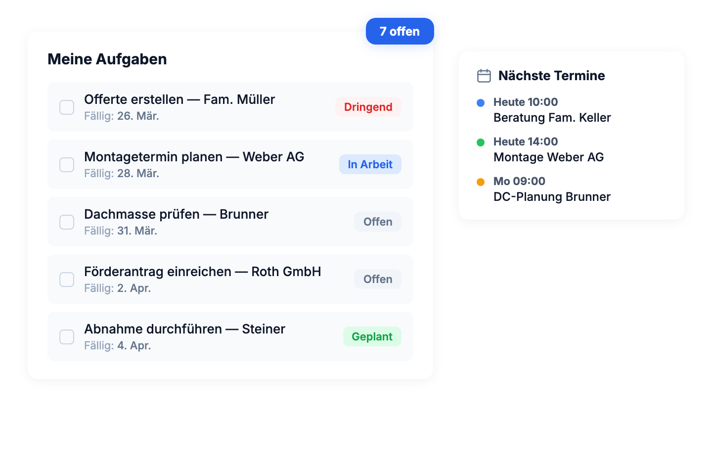 Aufgabenzuweisung inklusive Fristen
