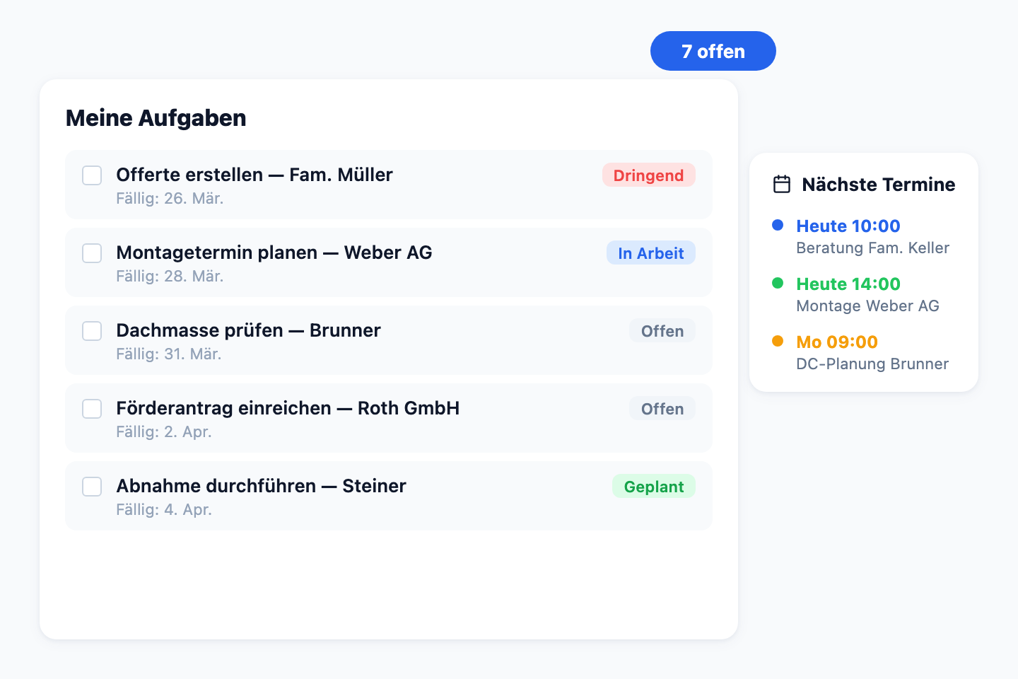 Aufgabenzuweisung inklusive Fristen