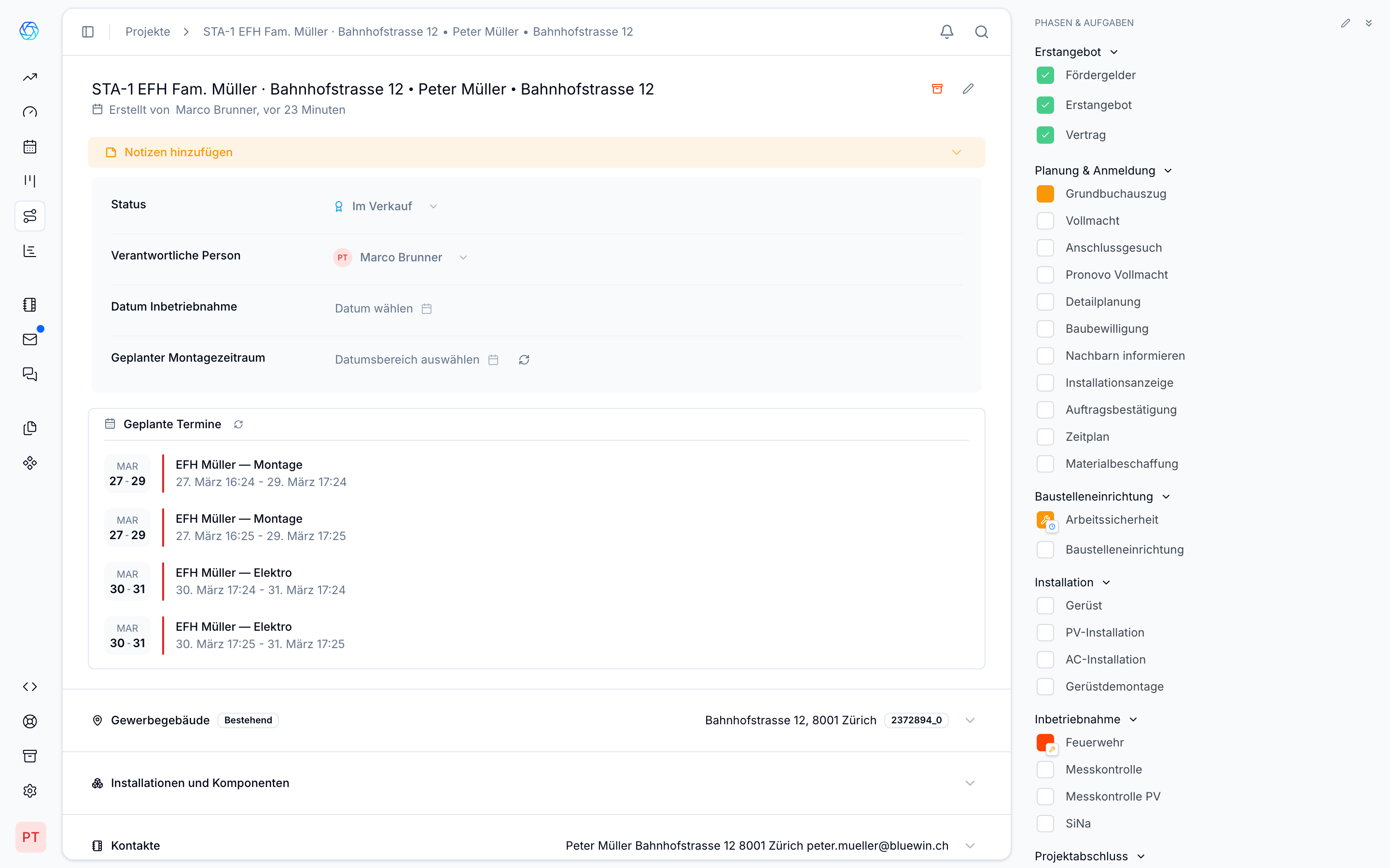 Dach- und Energieprojekte mit einem System koordinieren