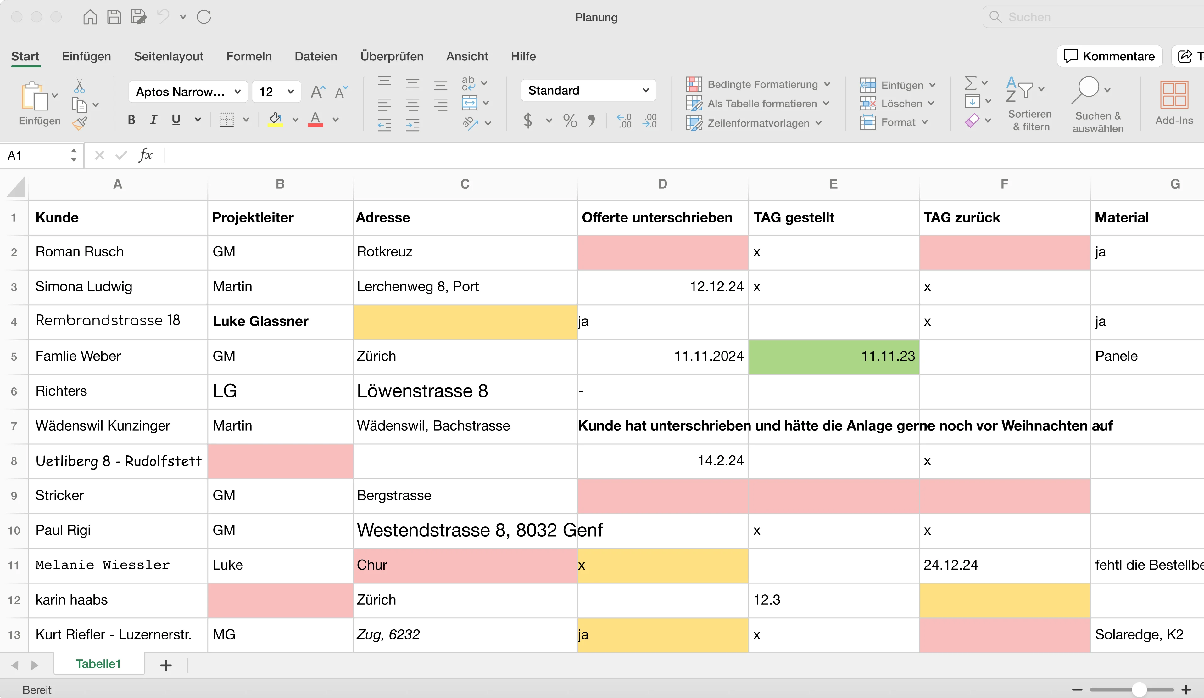 Alte Arbeitsweise mit Excel
